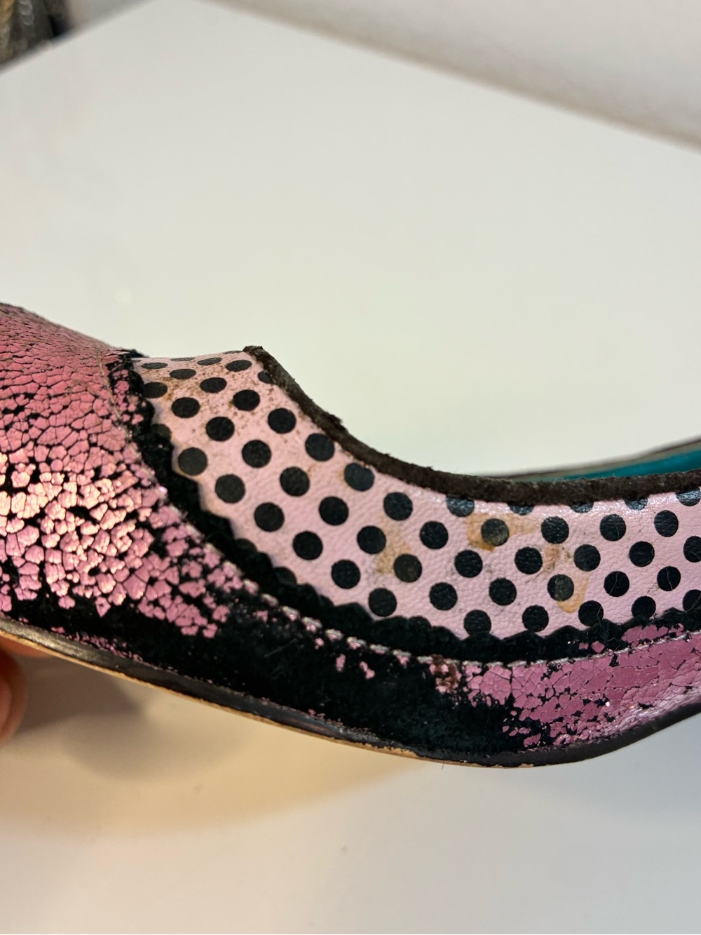 VTG Irregular Choice 41EU 10 Pink Patterned Kitten Heel Pumps Distressed READ - Picture 14 of 16